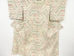 抽象模様織り出し手織り真綿小千谷紬単衣着物